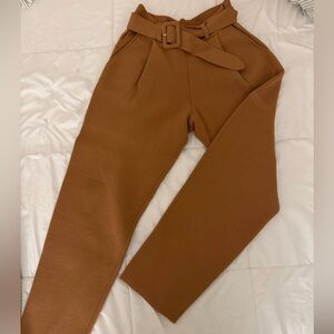 Express High Waisted Belted Pants Size S Camel Brown